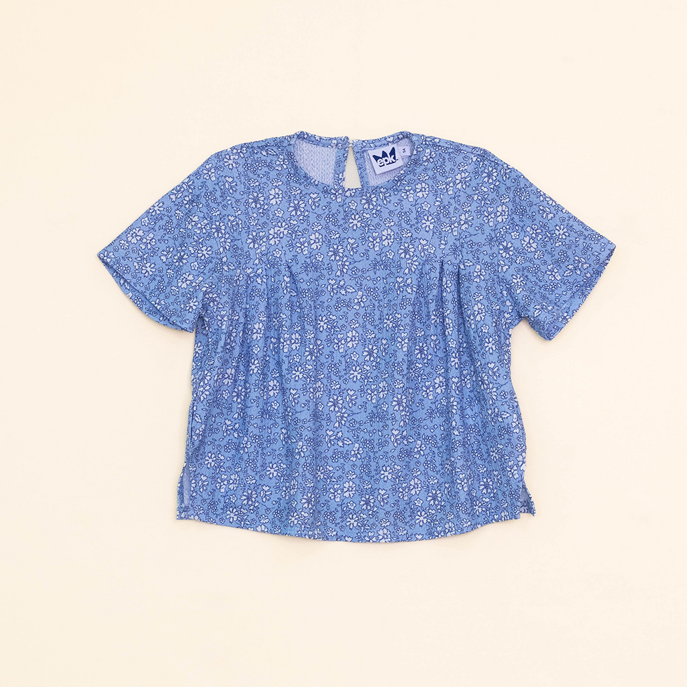 Blusa con Estampado de Flores Azul para Niña