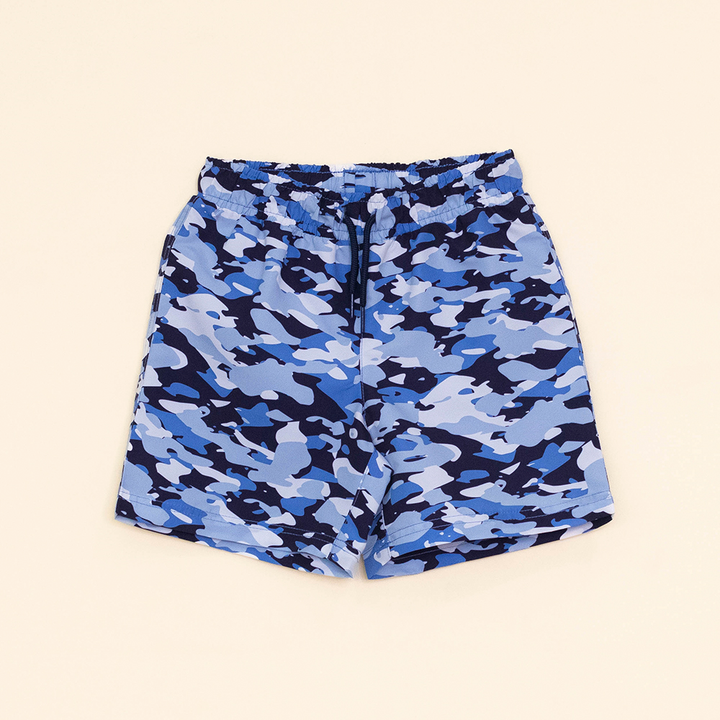 Traje de Baño con Estampado Azul de Camuflaje para Niño