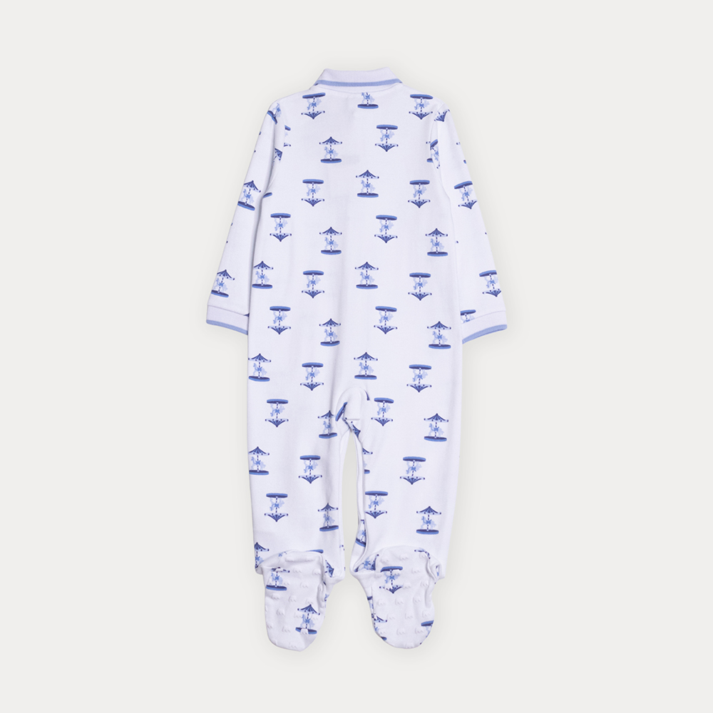 Pijama De Algodón Blanco Con Estampado De Carruseles Para Bebe Niño