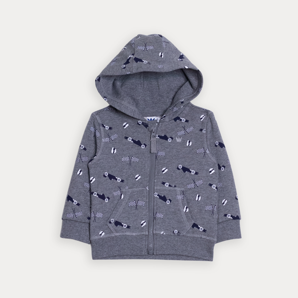 Suéter De Algodón Gris Claro Con Estampado De Carritos Para Bebe Niño