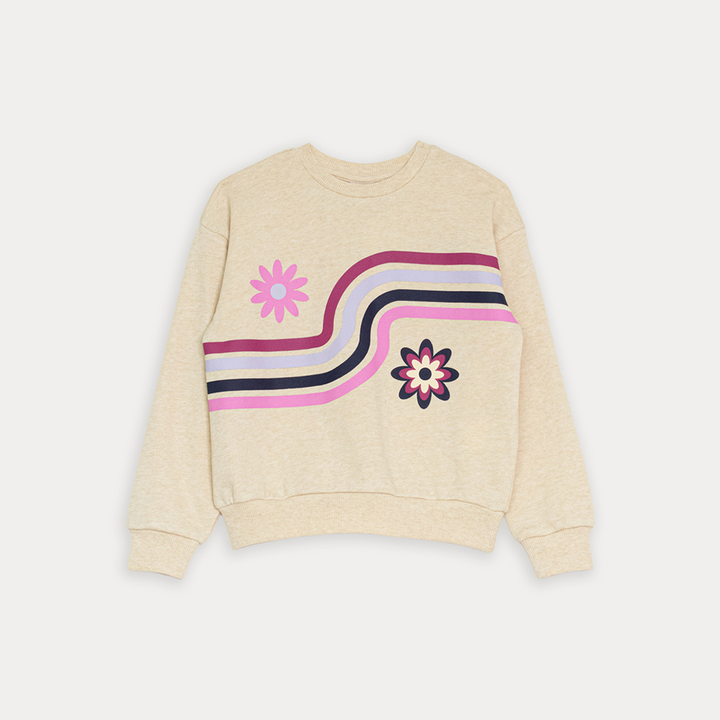 Suéter De Algodón Amarillo Claro Con Gráfico De Flores Para Niña