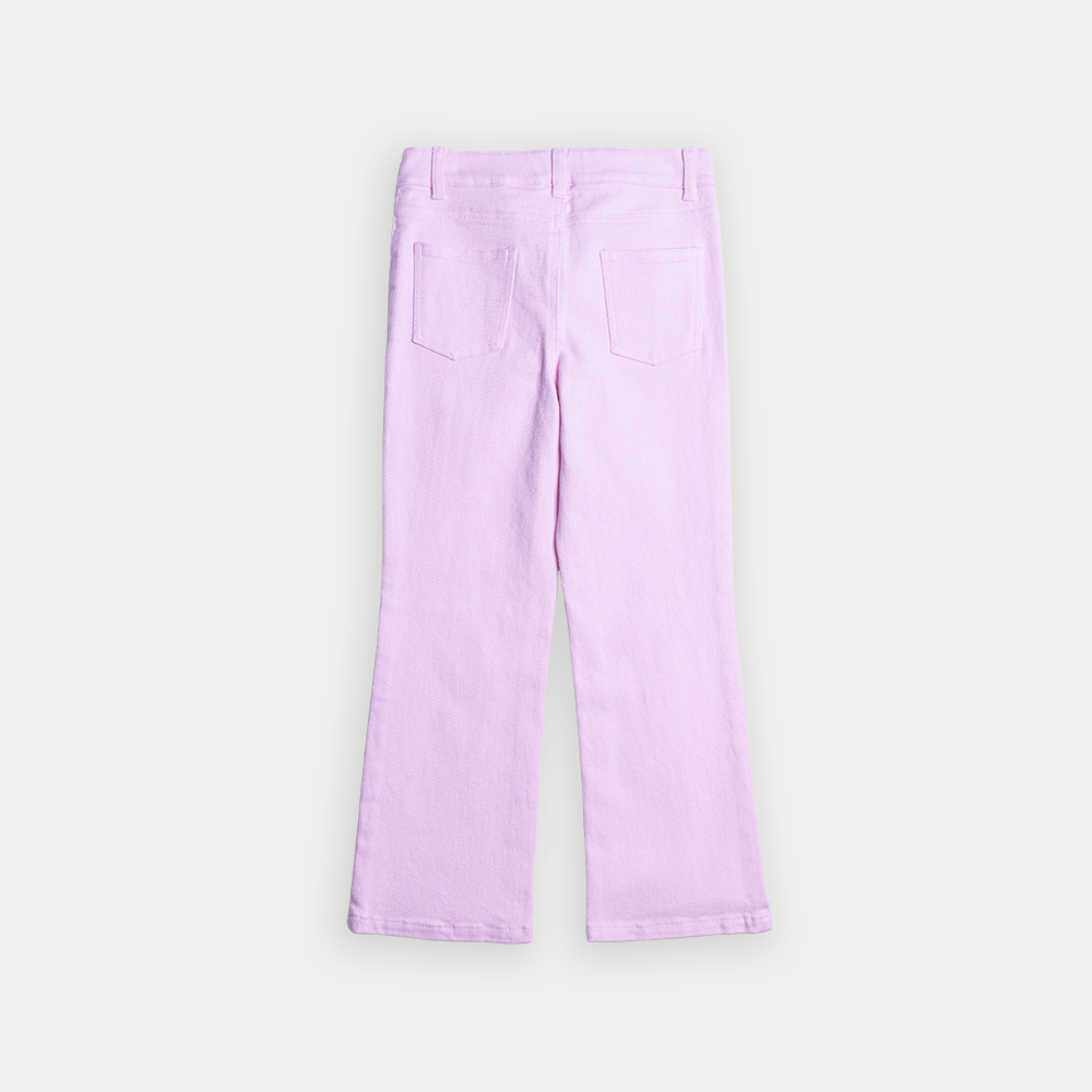 Pantalón De Twill Rosado Con Bolsillos En El Frente Para Niña