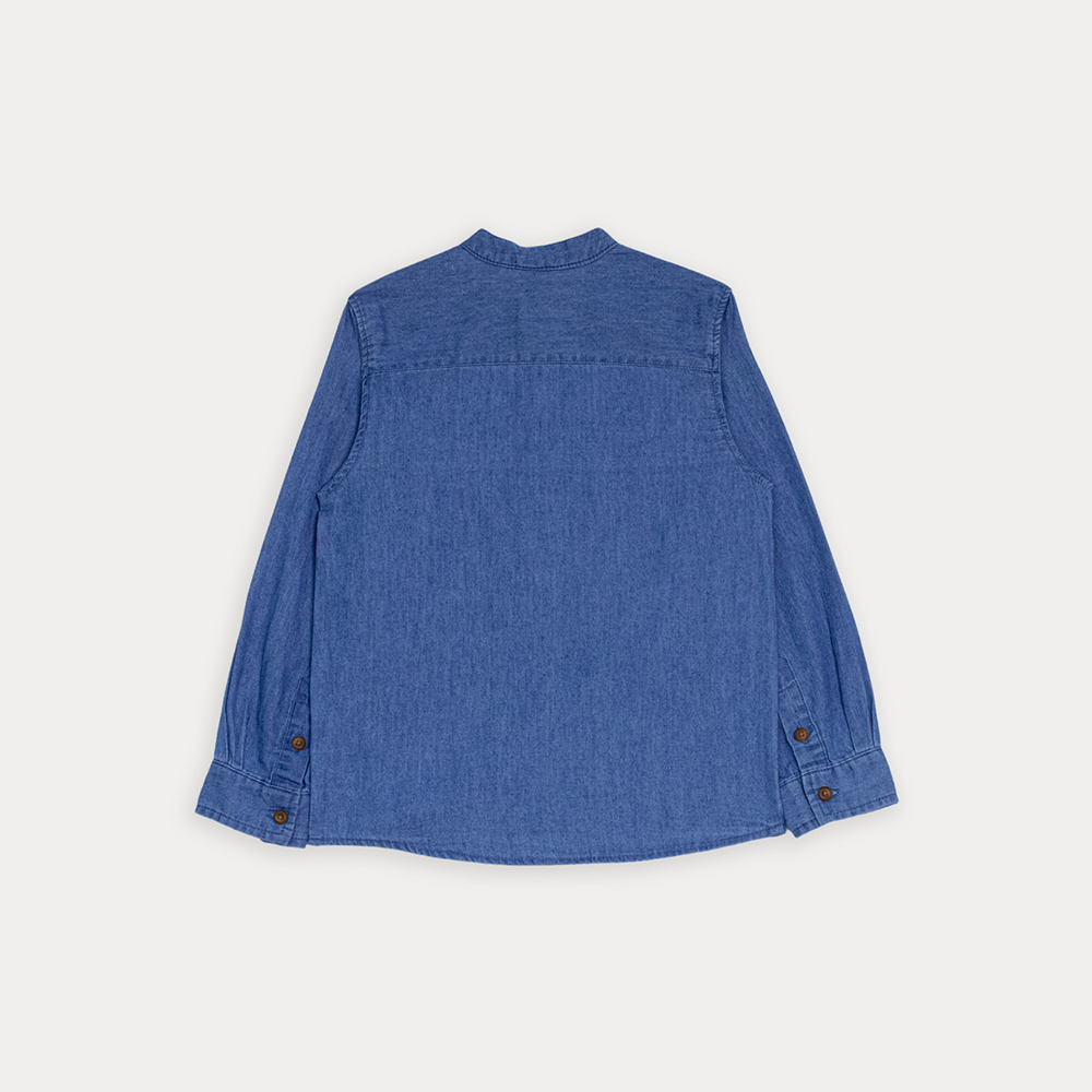 Camisa De Chambray Manga Larga Para Niño
