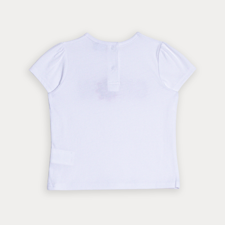 Franela De Algodón Blanca Con Grafico Y Textura Para Bebe Niña