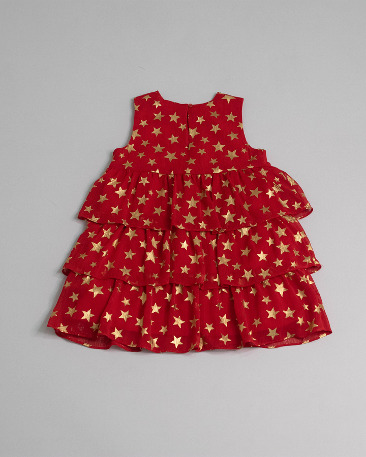 Vestido de gasa con estrellas doradas