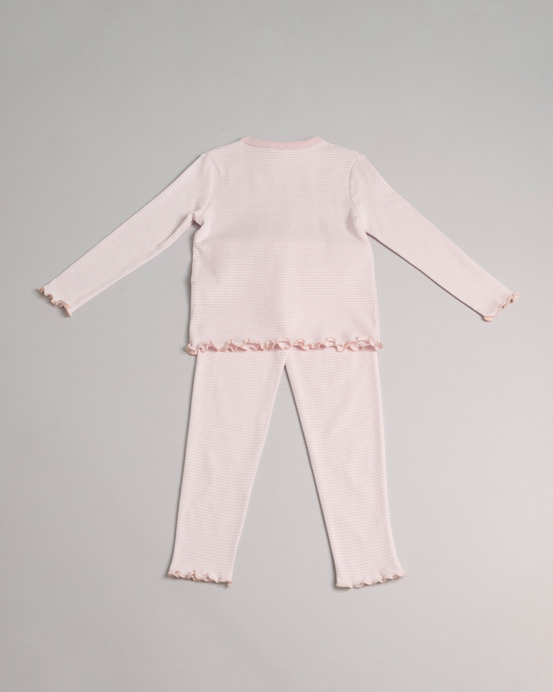 Pijama Rosado de rayas con gráfico bordado