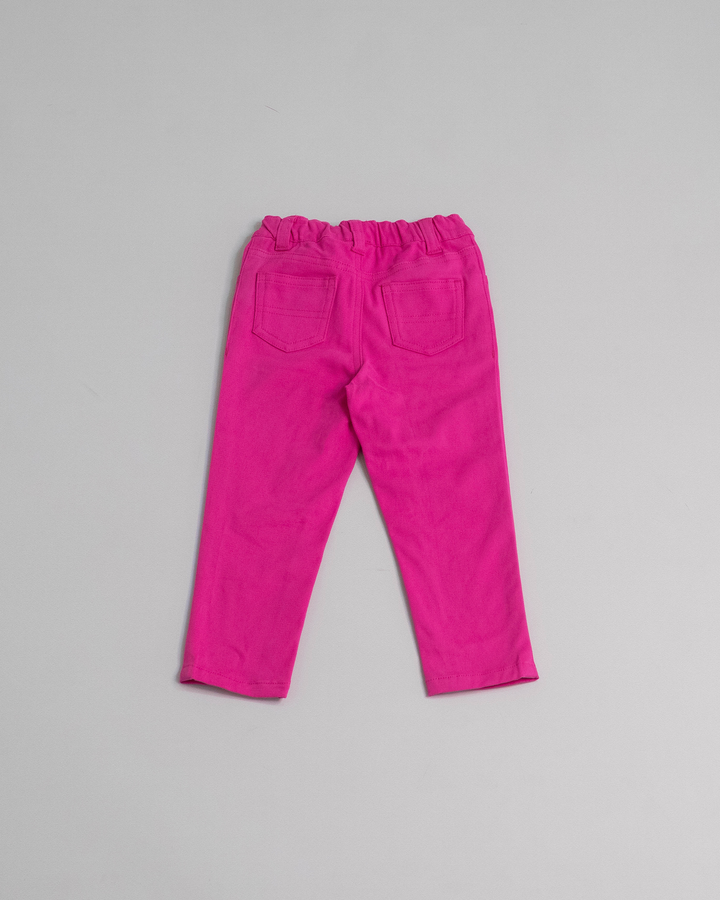 Pantalón fucsia de twill con elástico