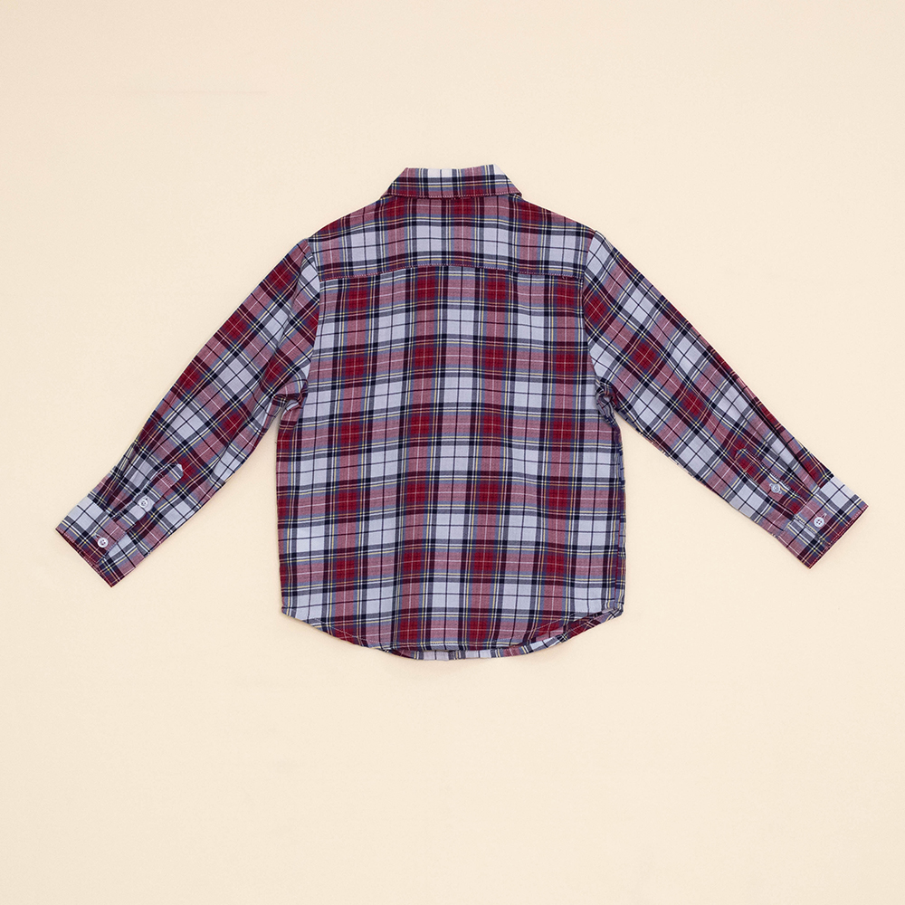 Camisa Cuadros Rojos Y Azules Para Niño