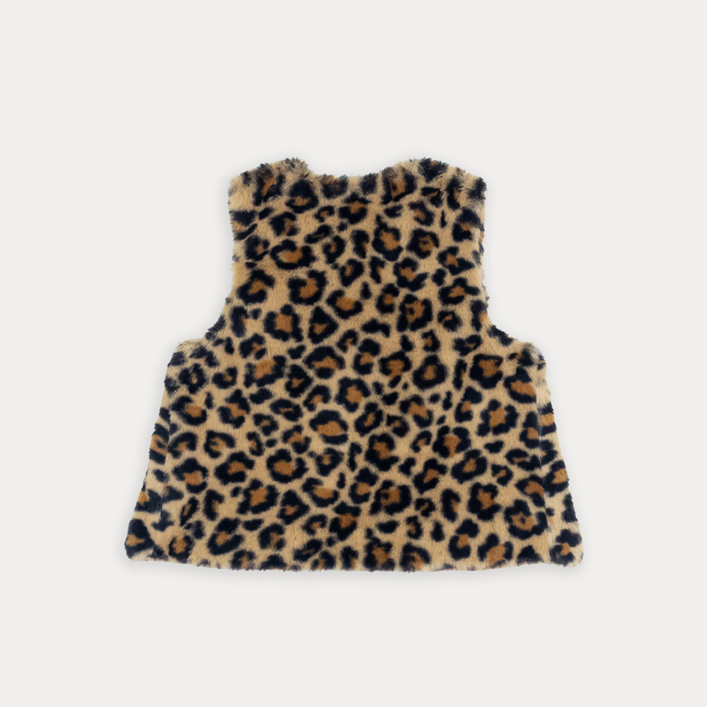Chaleco De Pelos Suave Con Estampado De Leopardo Para Niña