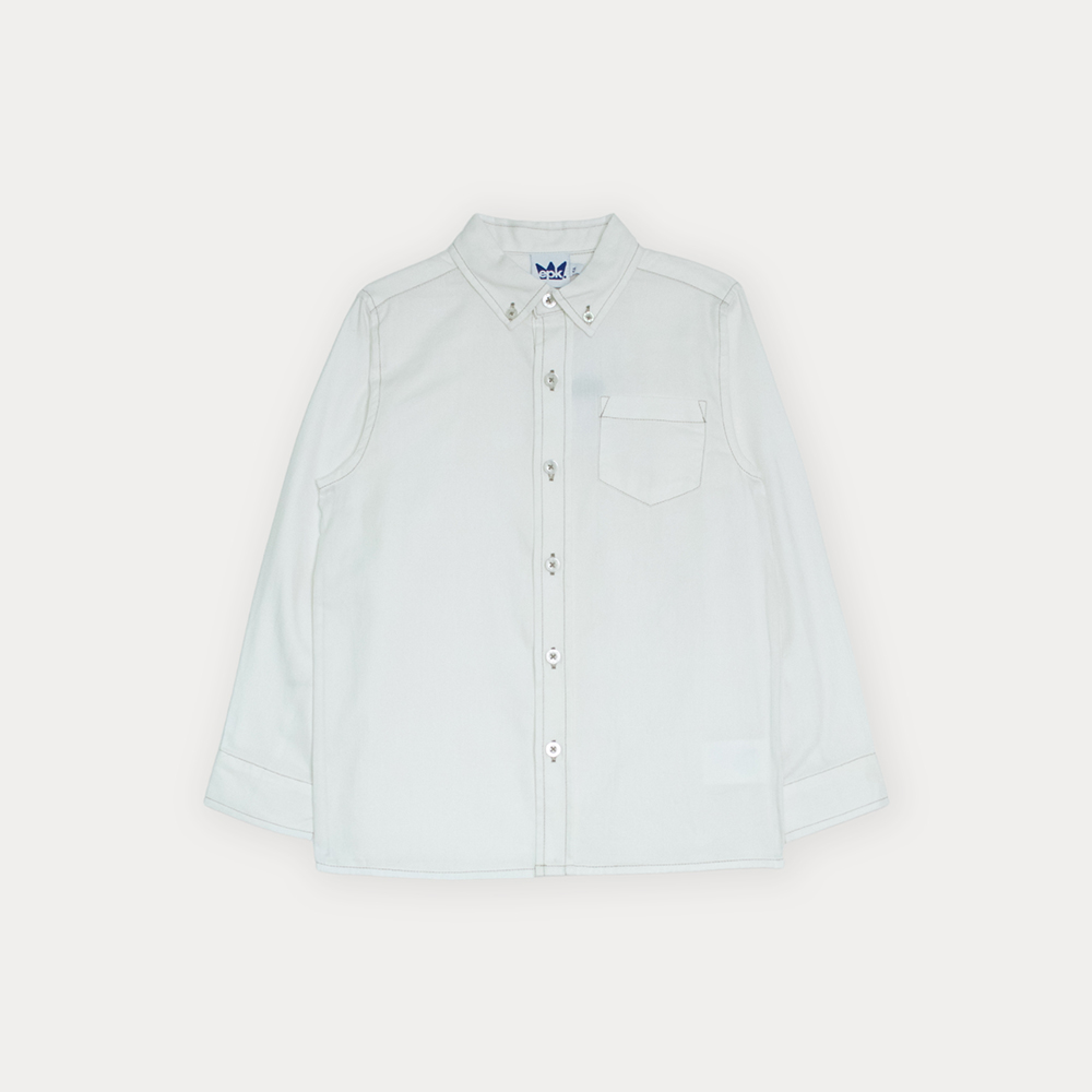 Camisa De Lino Crema Manga Larga Con Bolsillo Para Niño