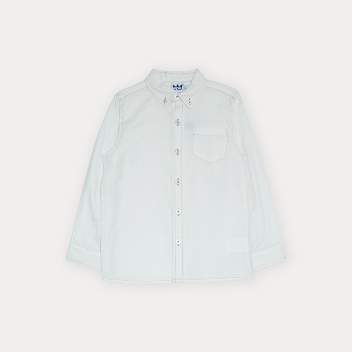 Camisa De Lino Crema Manga Larga Con Bolsillo Para Niño