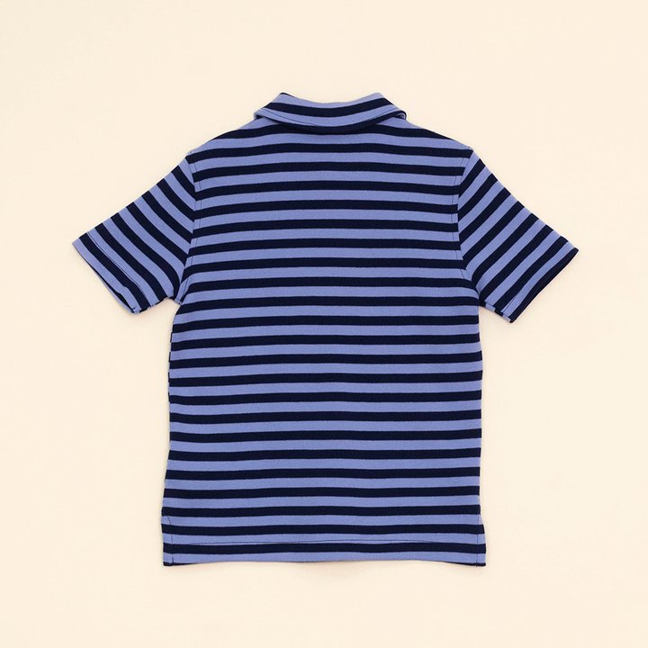Chemise con Rayas Azules Oscuras y Claras, Manga Corta, para Niño