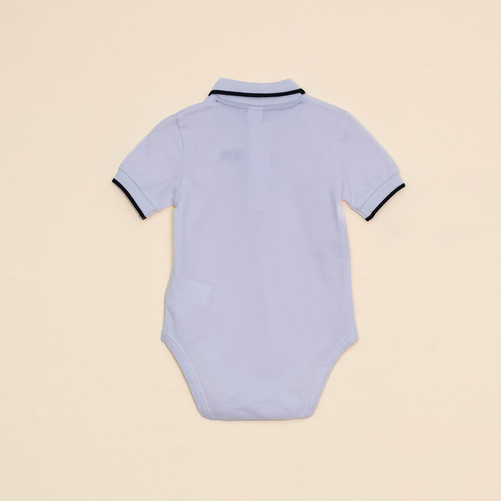 Body de Chemise Blanca de Piqué con Bordado de Nyc para Bebé Niño