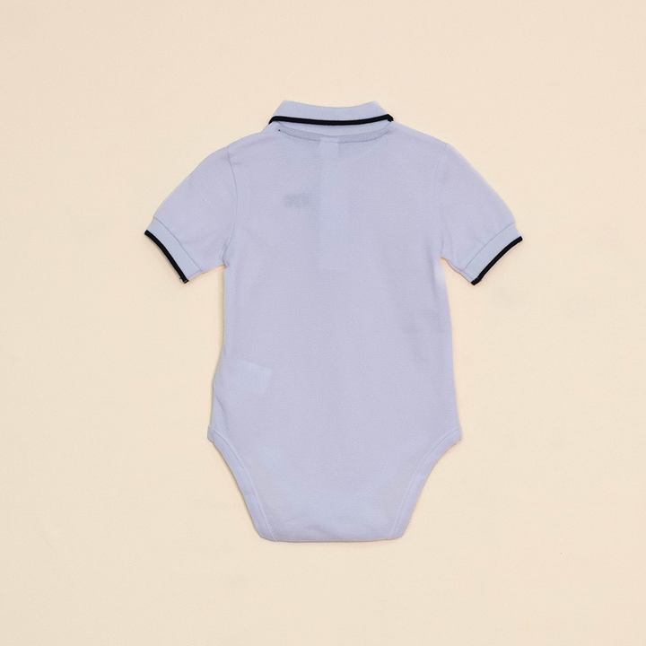 Body de Chemise Blanca de Piqué con Bordado de Nyc para Bebé Niño