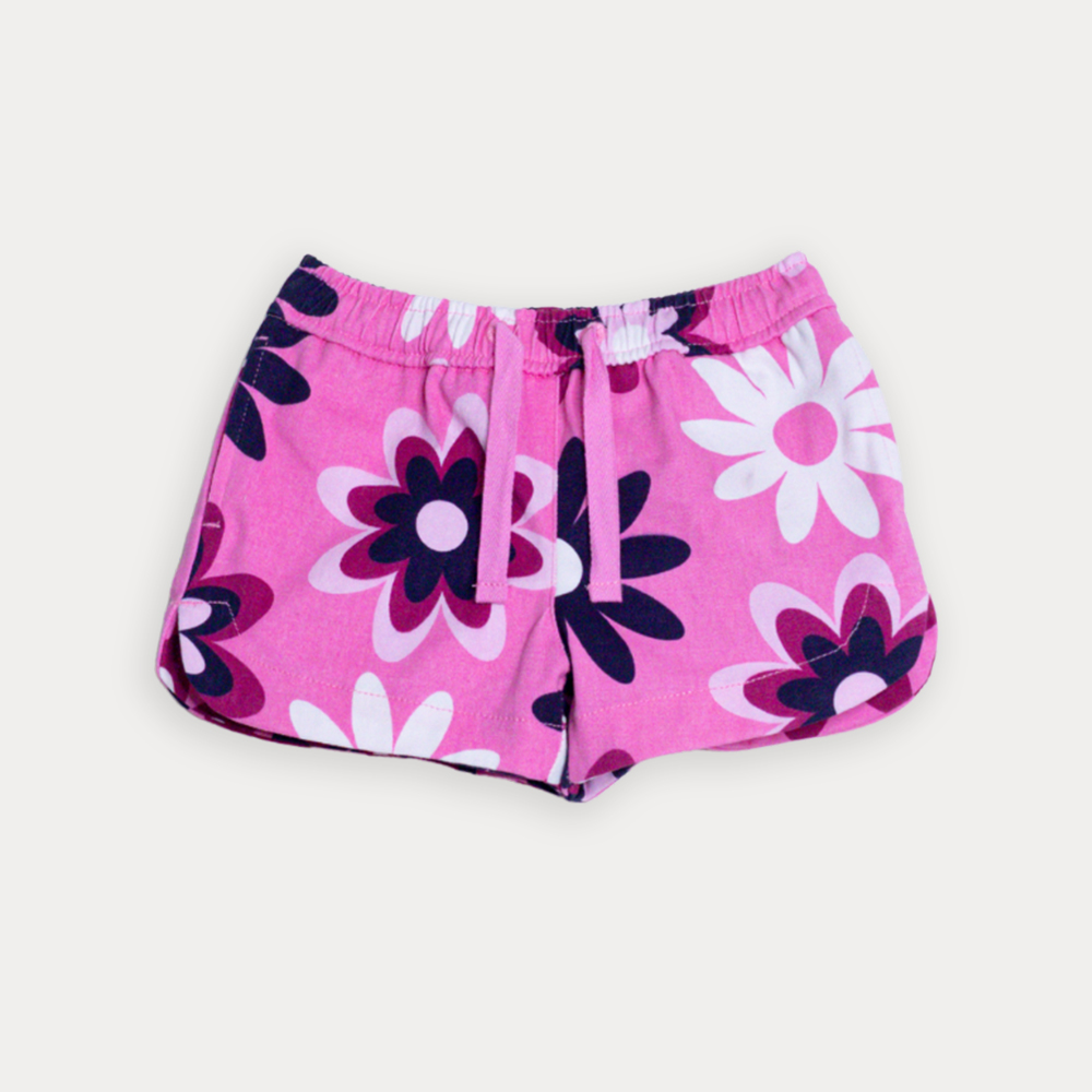 Short De Twill Rosado Con Estampado De Flores Grandes Para Bebe Niña