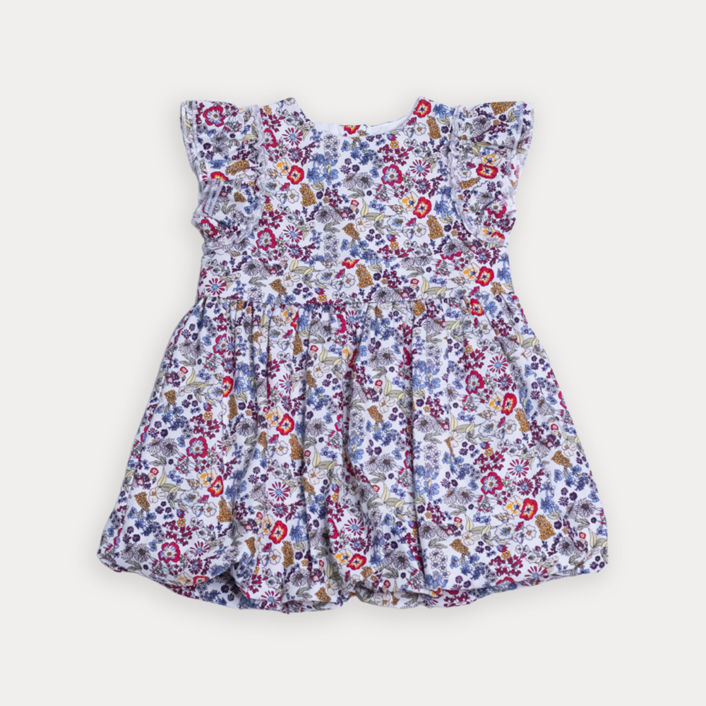 Vestido De Tela Ligera Con Estampado De Flores Multicolor Para Bebe Niña