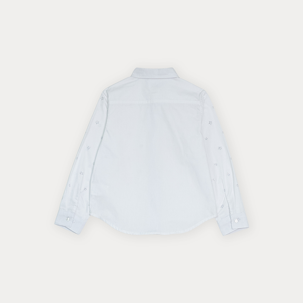 Camisa De Popelina Blanca Con Estrellas Brillantes Para Niña