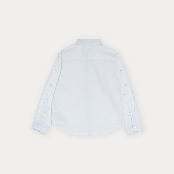 Camisa De Popelina Blanca Con Estrellas Brillantes Para Niña