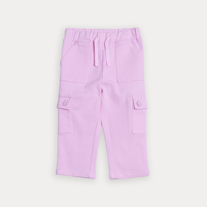 Pantalón Cargo De Twill Rosado Con Elástico En La Cintura Para Bebe Niña