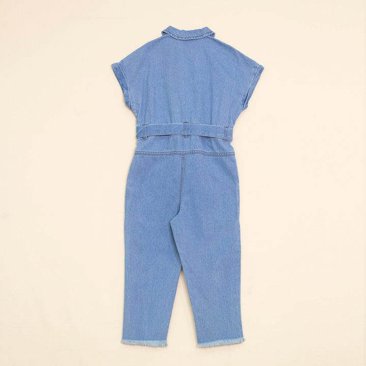 Jumper Azul On Bordado de Lazo, Cierre y Cinturón para Niña