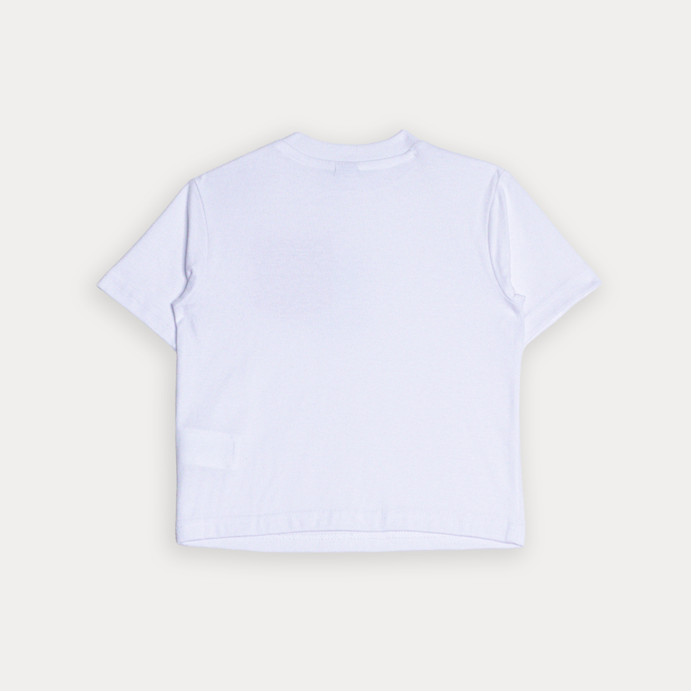 Franela De Algodón Blanco Con Bolsillo De Estampado Para Bebe Niño