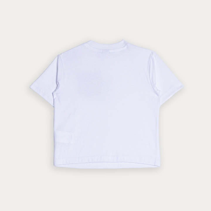Franela De Algodón Blanco Con Bolsillo De Estampado Para Bebe Niño
