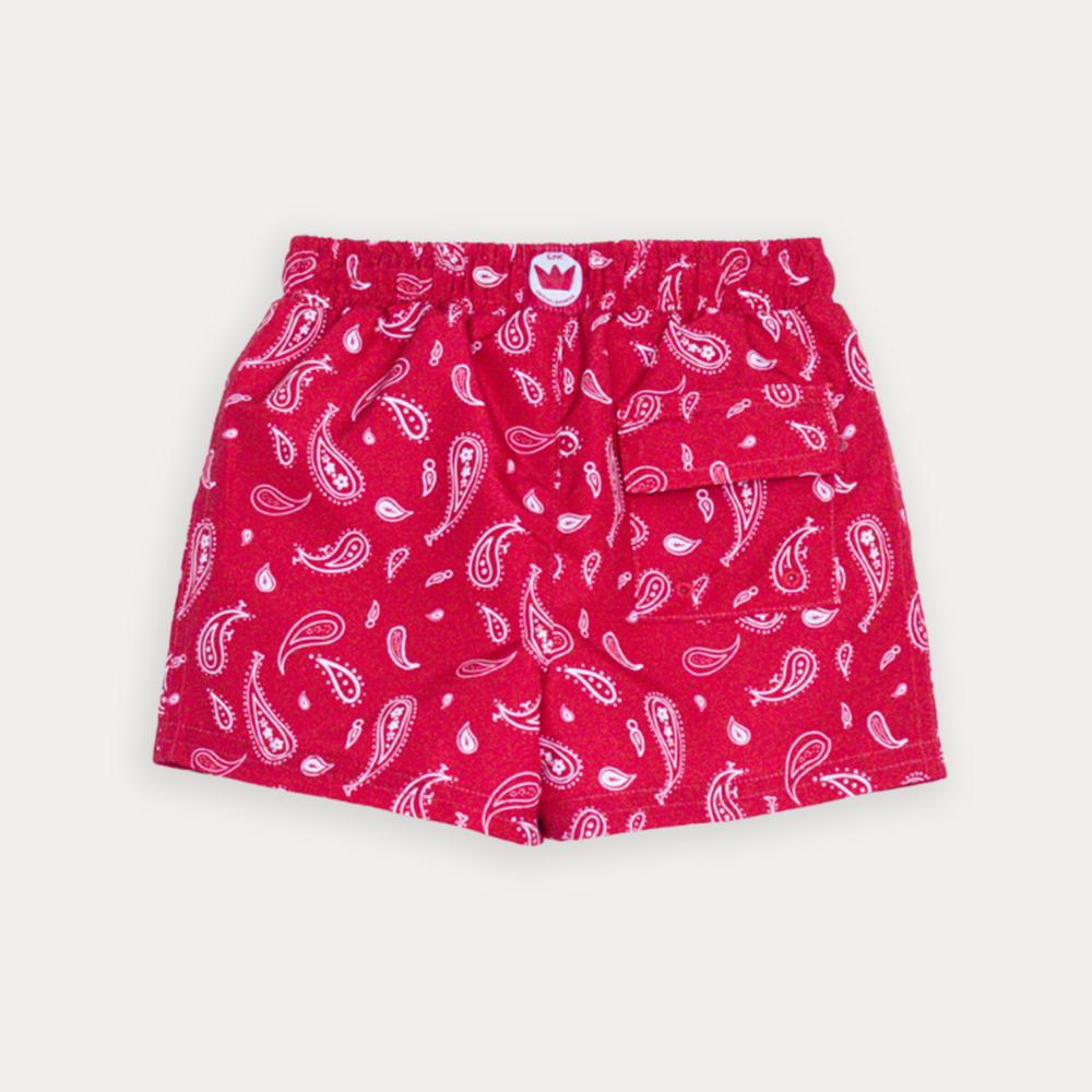 Traje De Baño Rojo Con Estampado De Bacterias Blancas Para Bebe Niño