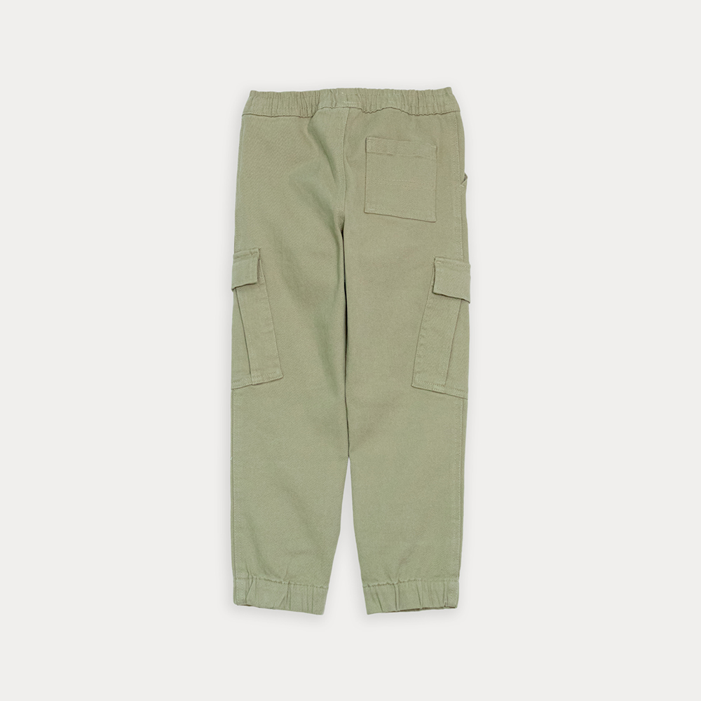 Pantalón Cargo De Twill Verde Con Elástico En La Cintura Para Bebe Niño