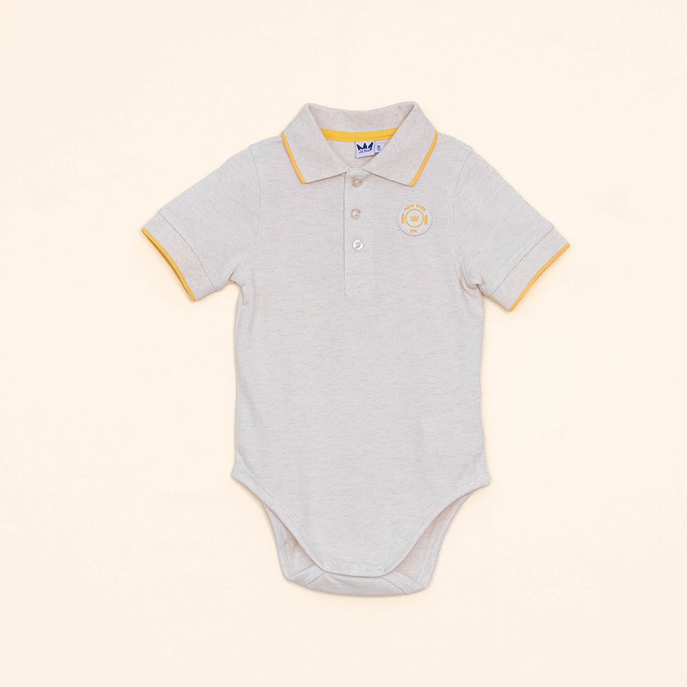 Body de Chemise Color Hueso con Parche de Goma para Bebé Niño