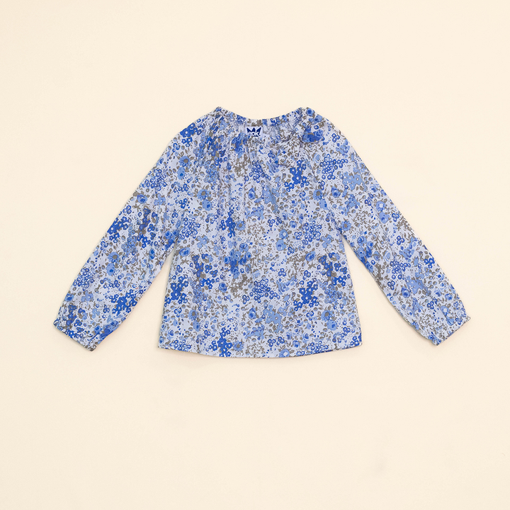 Blusa Manga Larga de Flannel con Estampado de Flores Azules para Bebé Niña