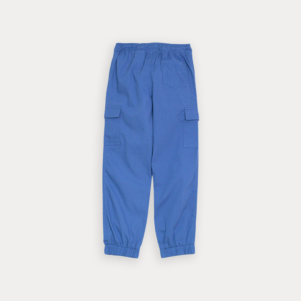 Pantalón Cargo De Twill Azul Con Elástico En La Cintura Para Bebe Niño