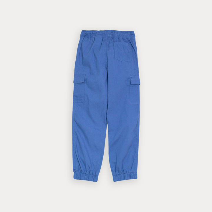Pantalón Cargo De Twill Azul Con Elástico En La Cintura Para Niño