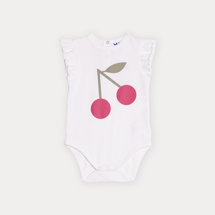 Body De Algodón Crema Con Gráfico De Cereza Para Bebe Niña