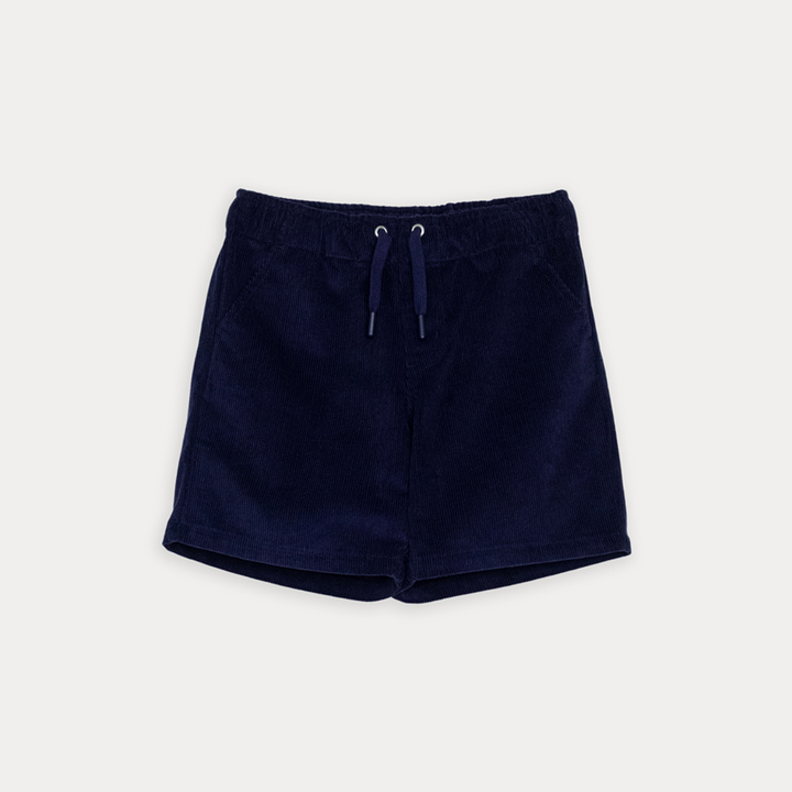 Short De Corduroy Azul Oscuro Con Elástico En La Cintura para Niño