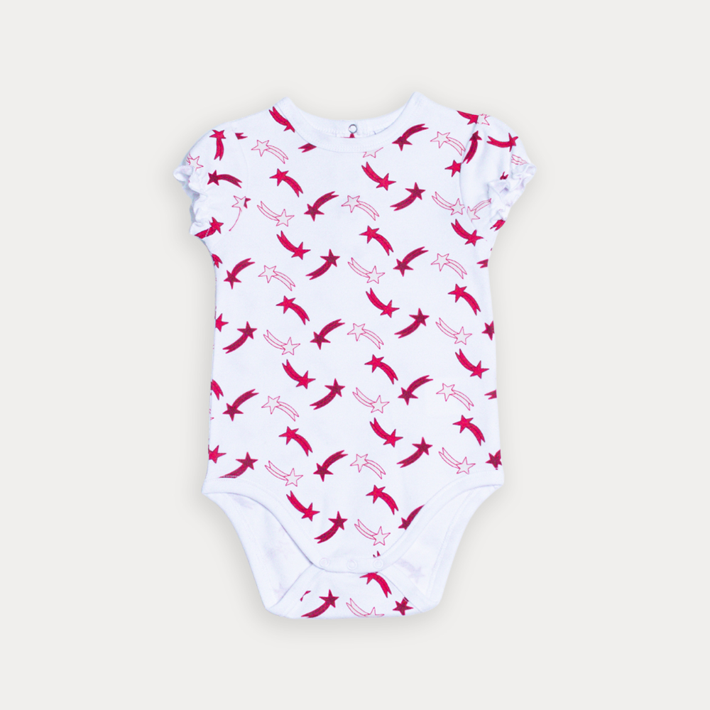 Body De Algodón Blanco Con Estampado De Estrellas Fugaces Para Bebe Niña
