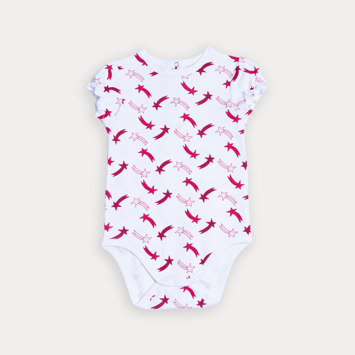 Body De Algodón Blanco Con Estampado De Estrellas Fugaces Para Bebe Niña