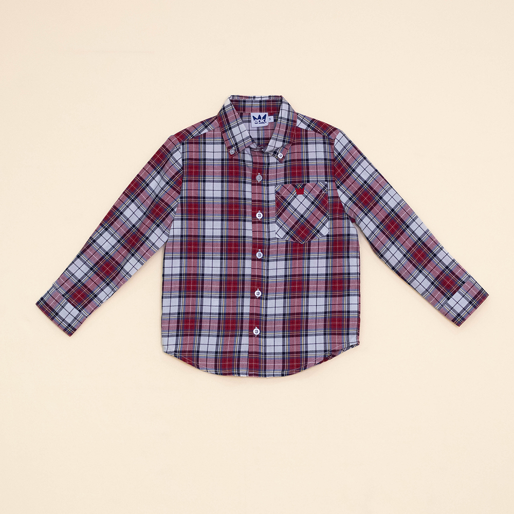 Camisa Cuadros Rojos Y Azules Para Niño