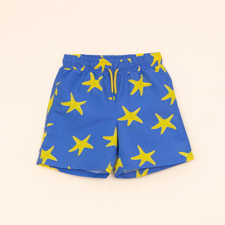 Traje de Baño Azul con Estrellas de Mar Amarillas para Niño