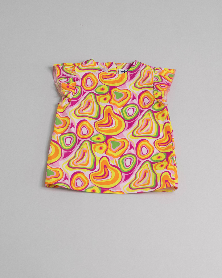 Blusa de popelina con estampado de colores