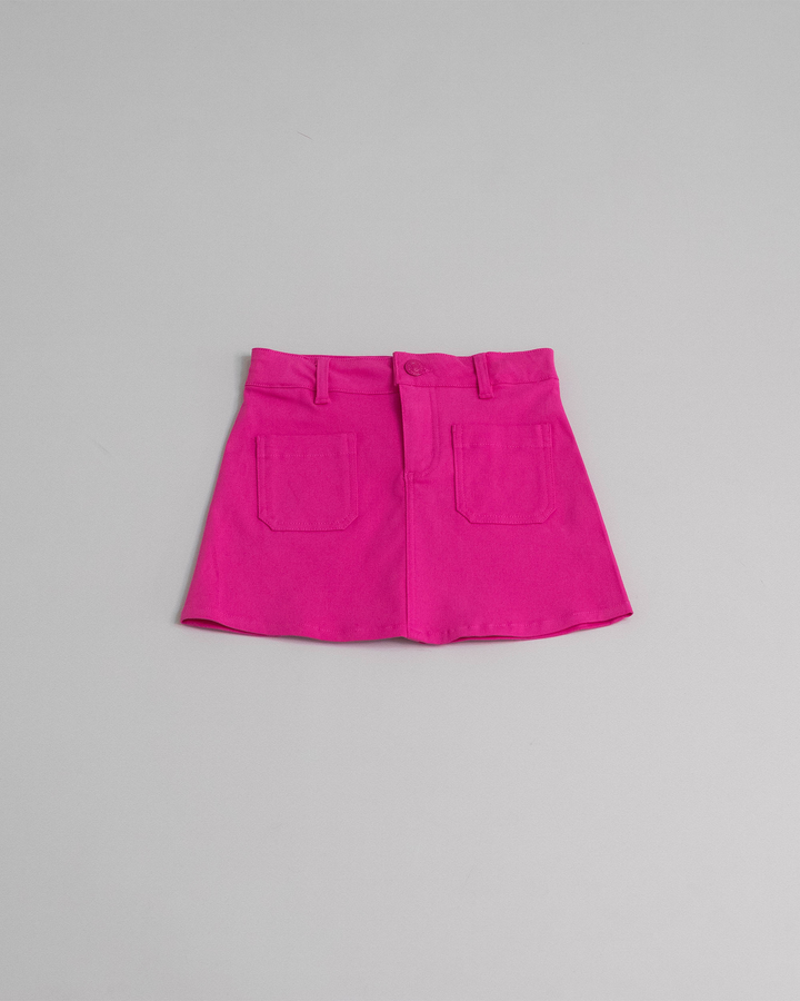 Falda fucsia de twill con elástico