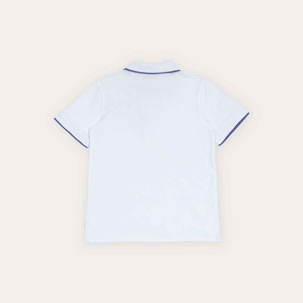 Chemise De Piqué Blanco Con Bordado De Avión Para Niño