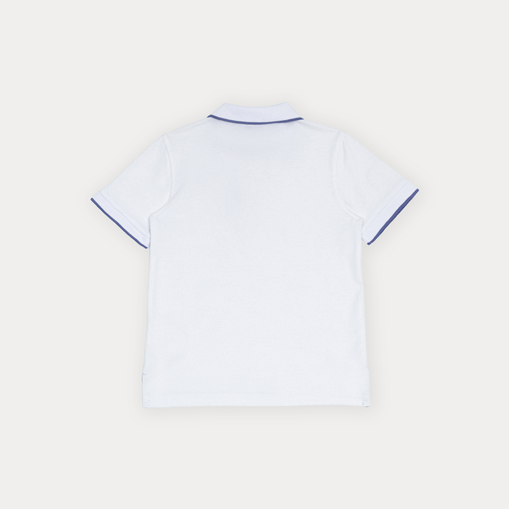 Chemise De Piqué Blanco Con Bordado De Avión Para Niño