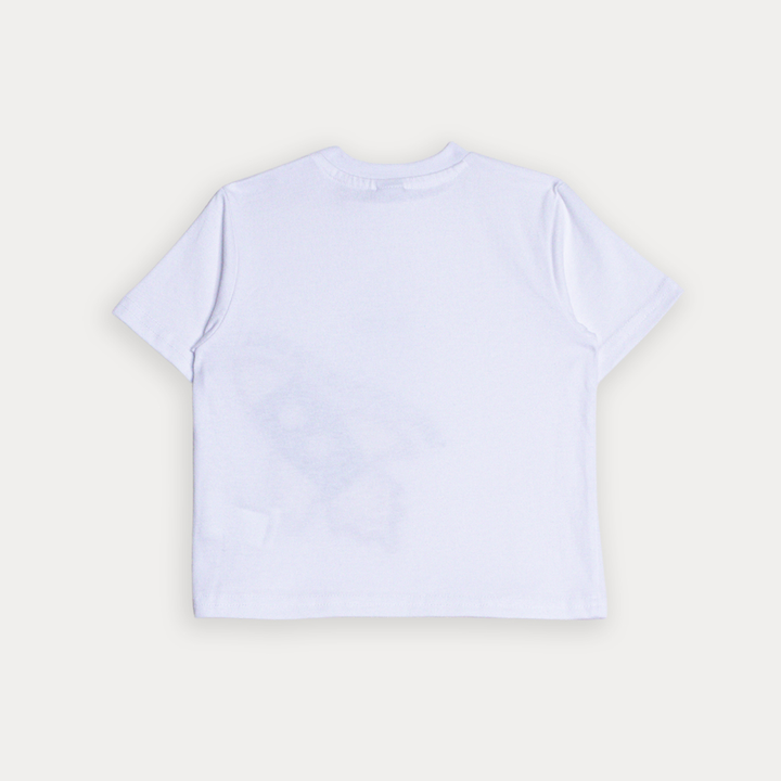 Franela De Algodón Blanco Con Gráfico De Cohete Para Bebe Niño