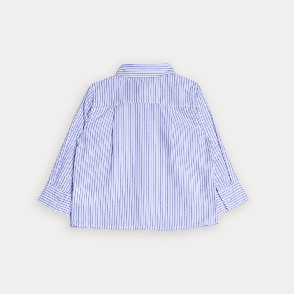 Camisa De Popelina De Rayas Azules Para Bebe Niño