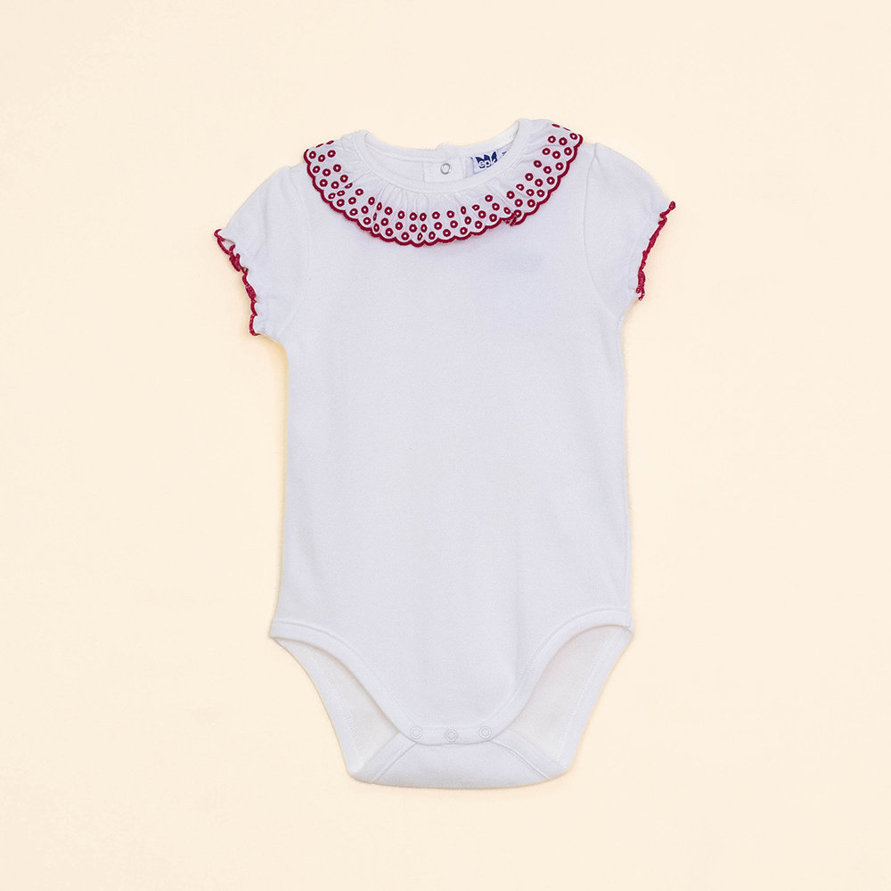 Body Color Crema Con Detalles Rojos Bebé Niña