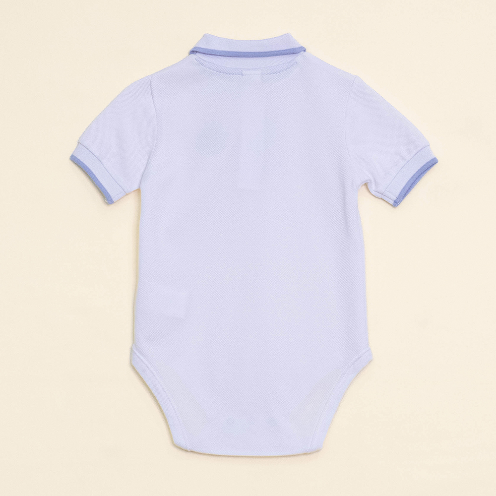 Body de Chemise Blanca de Piqué con Bordado de Mono para Bebé Niño