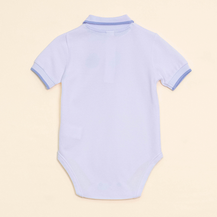 Body de Chemise Blanca de Piqué con Bordado de Mono para Bebé Niño