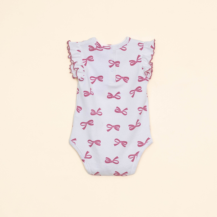 Body Color Hueso de Algodón Sin Mangas con Estampado de Lazos para Bebé Niña
