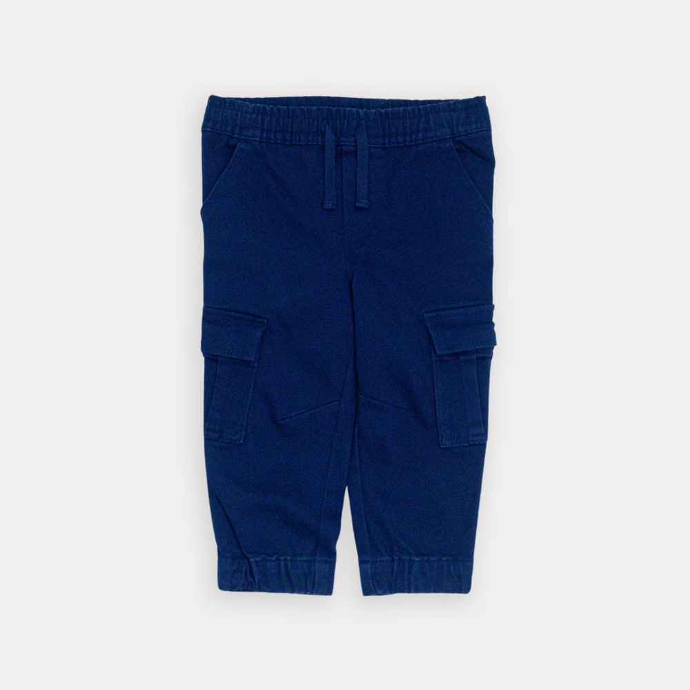 Pantalón Cargo De Twill Azul Marino Con Elástico En La Cintura Para Bebe Niño