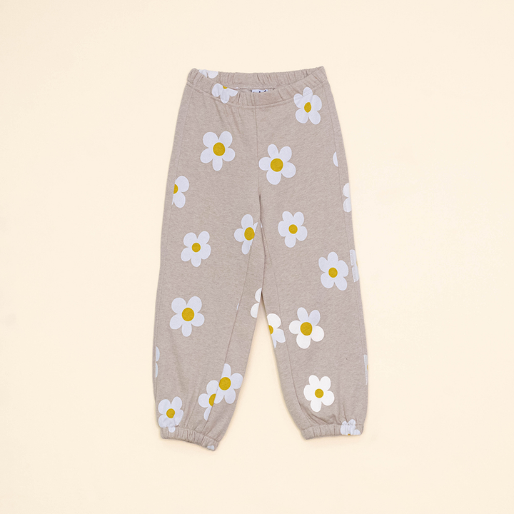 Mono Color Crema de Algodón con Estampado de Flores Blancas y Amarillas para Niña